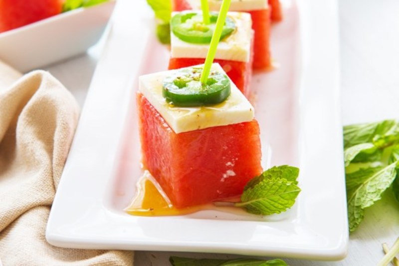 Watermelon Jalapeno Cubes with Honey Lime Dressing