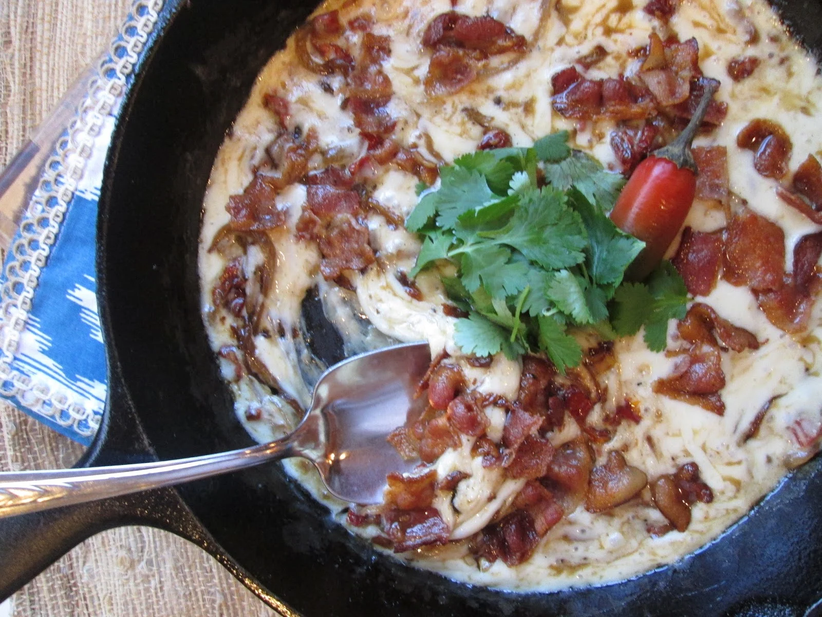 Bacon and Chile Queso Fundido