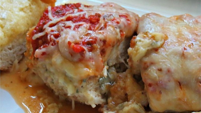 Cheese Crusted Bacon Topped Chicken