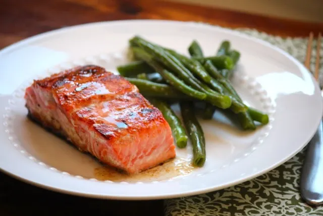 HONEY GLAZED SALMON WITH BROWNED BUTTER LIME SAUCE