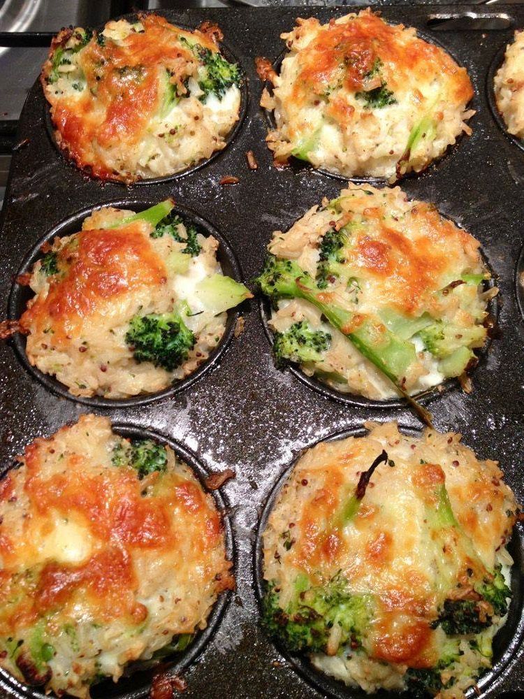 Baked Cheddar Broccoli Rice Cups Recipe