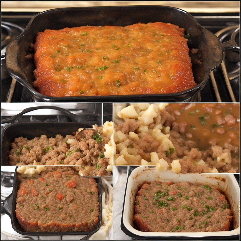 Perfectly baked Stove Top Meatloaf served on a platter with side dishes