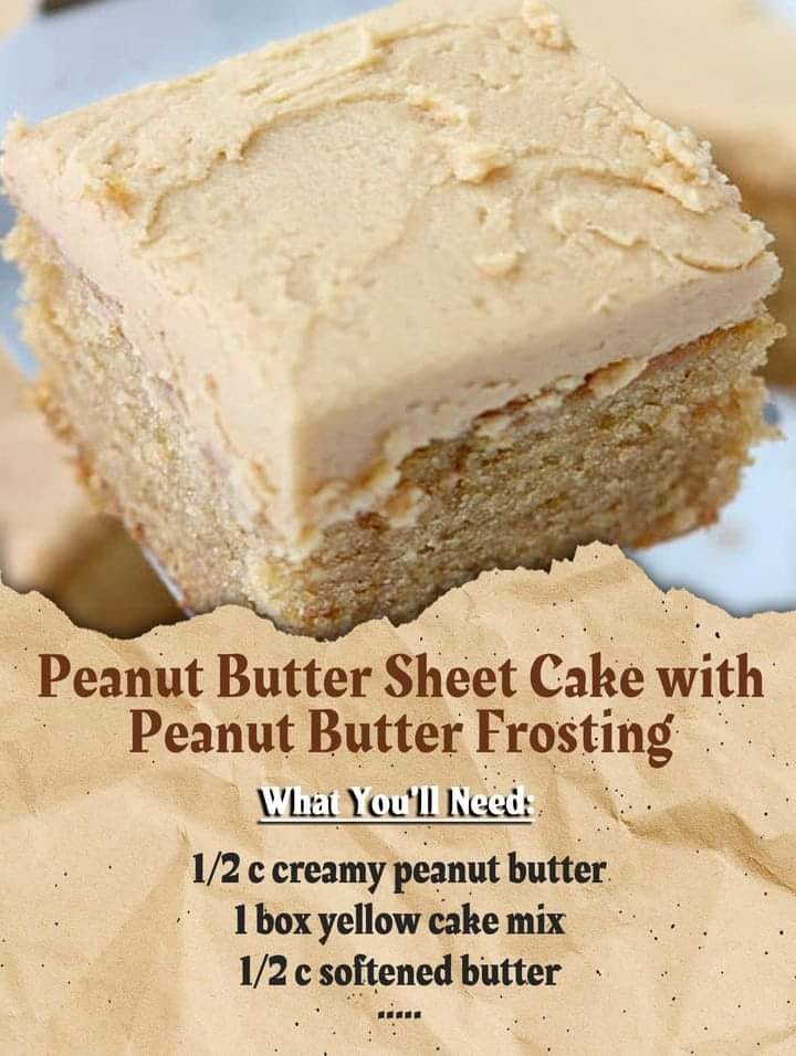 Peanut Butter Sheet Cake with Peanut Butter Frosting