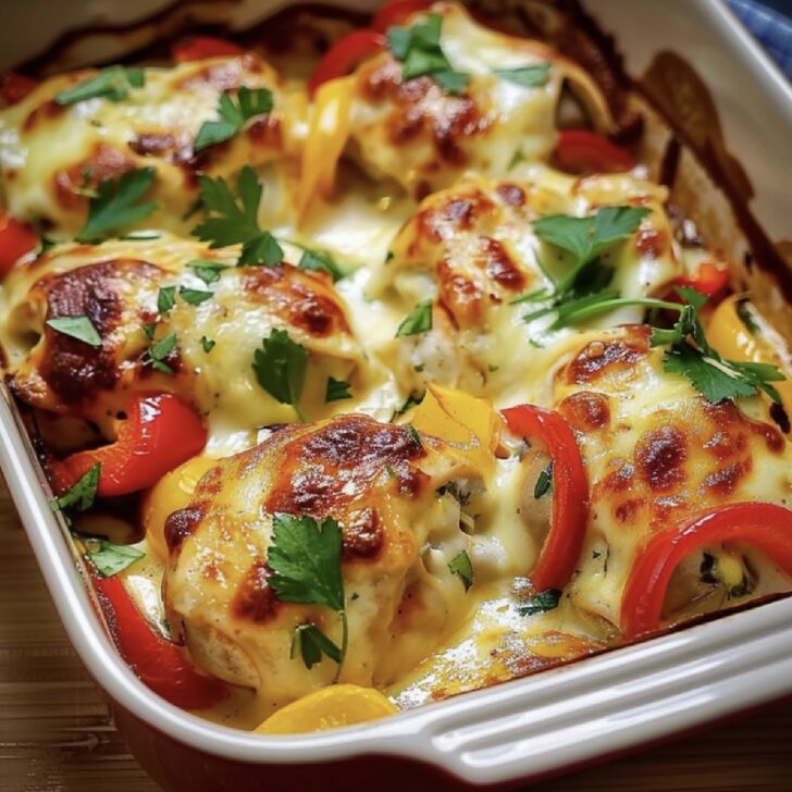Cheesy Baked Chicken and Peppers: A Flavorful Delight for Your Dinner Table