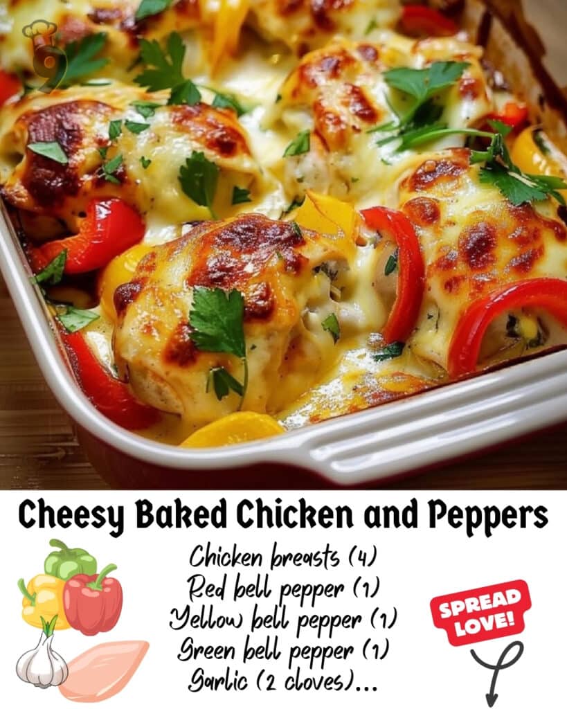 Cheesy Baked Chicken and Peppers Pinterest Pin