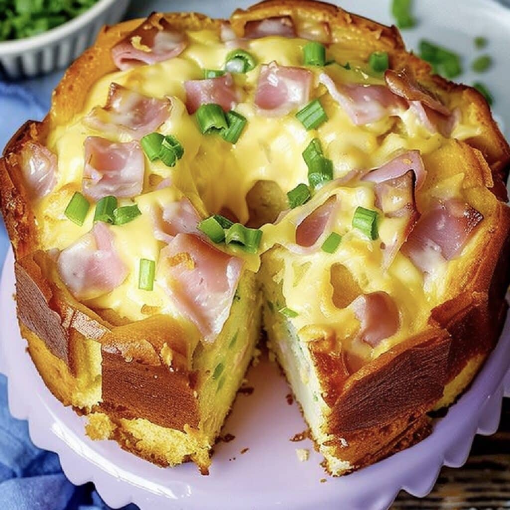 Gourmet Breakfast Bundt Cake with eggs and cheese