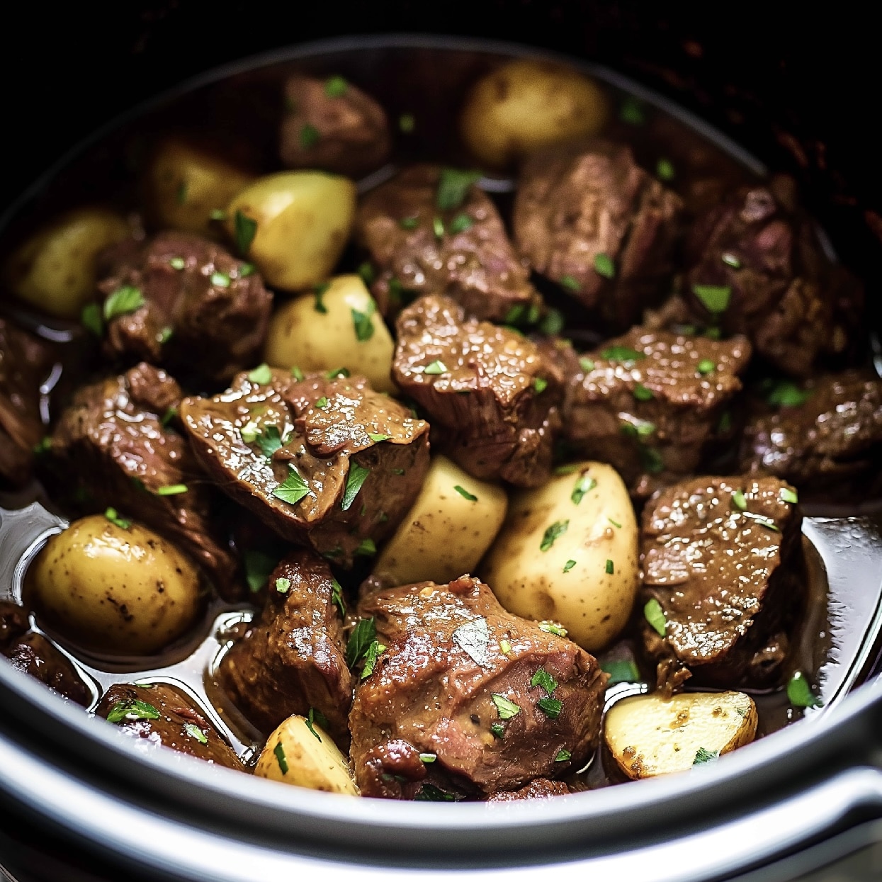 Slow Cooker Garlic Butter Beef Bites & Potatoes: A Mouthwatering Meal ...