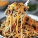 Need a quick dinner idea? This Taco Spaghetti Bake is ready in just 45 minutes and is sure to please everyone at the table. Save it now!