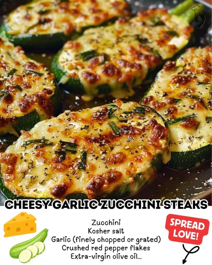 Cheesy Garlic Zucchini Steaks Pinterest Pin