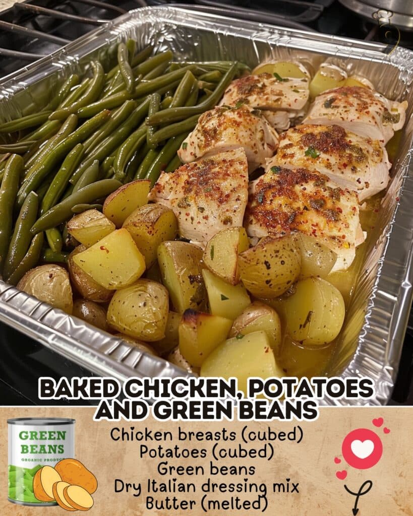 Baked Chicken Potatoes and Green Beans Pin Pinterest