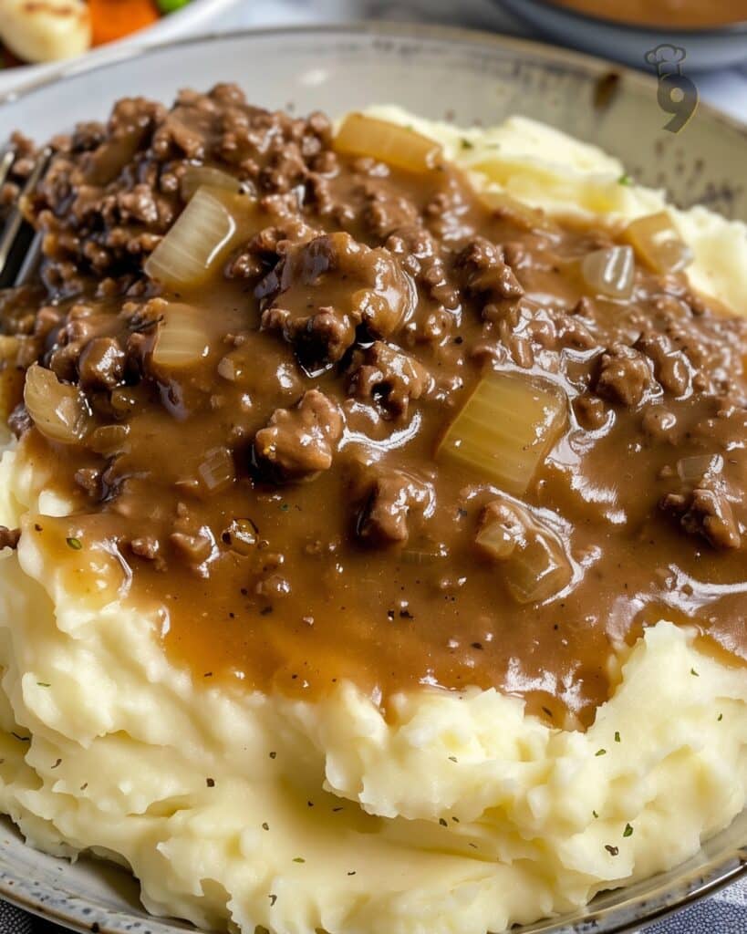 Ground Beef and Gravy Over Mashed Potatoes Instructions