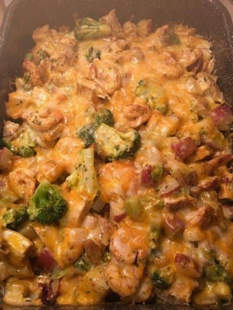 Chicken, Broccoli and a 3 cheese blend