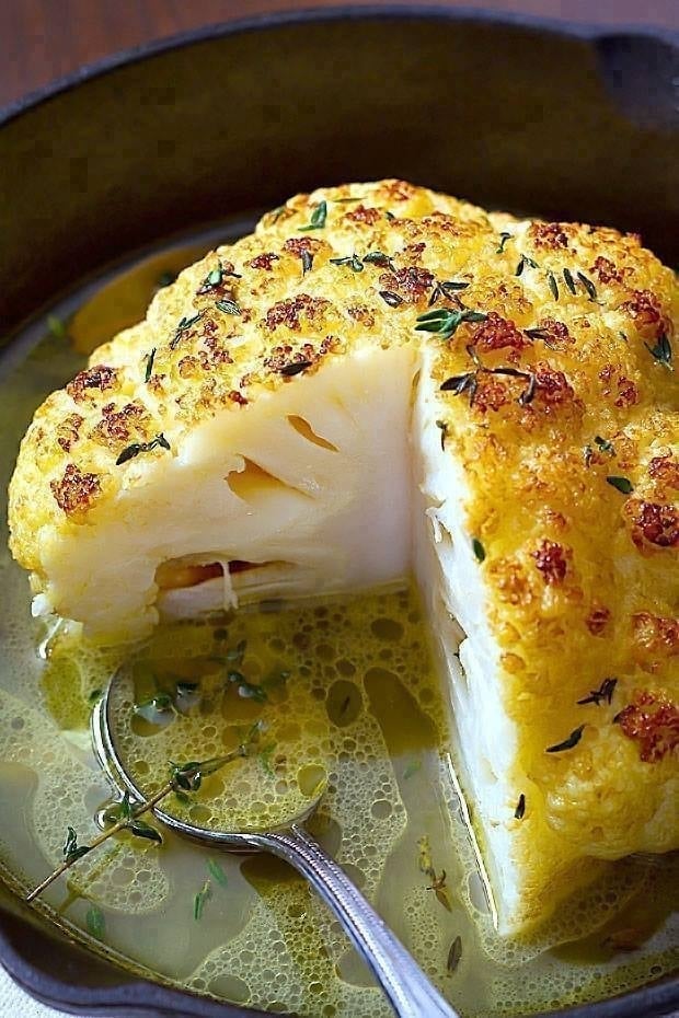 Roasted Cauliflower with Cheese Sauce