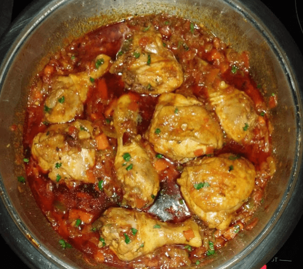 Chicken curry with carrot and turnip greens