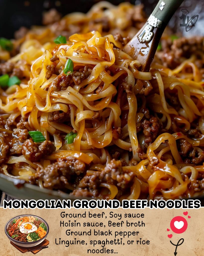 Mongolian Ground Beef Noodles 1 Mongolian Noodles with Ground Beef 1
