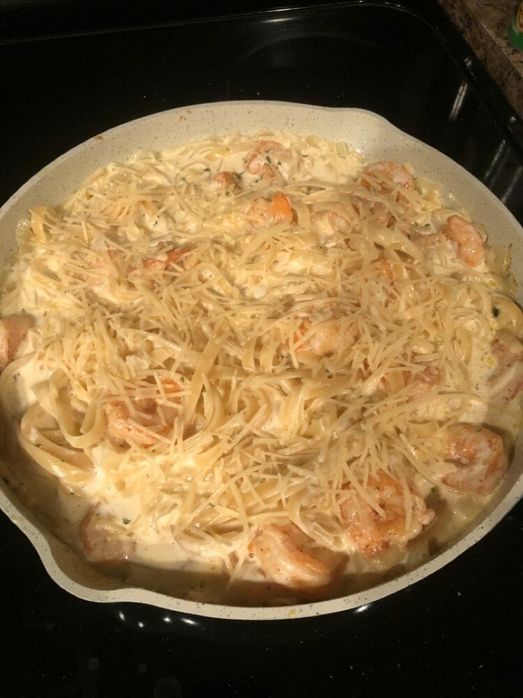 Creamy Shrimp Fettuccine Pasta With Homemade