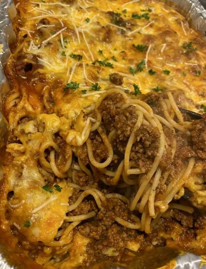 Cheesy Baked Spaghetti