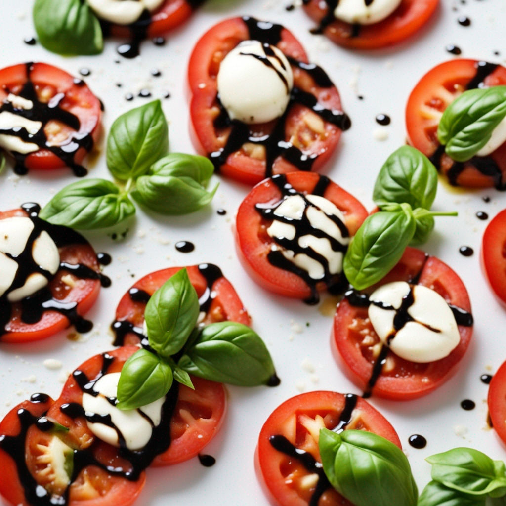 Fresh Caprese salad with balsamic drizzle on a white plate