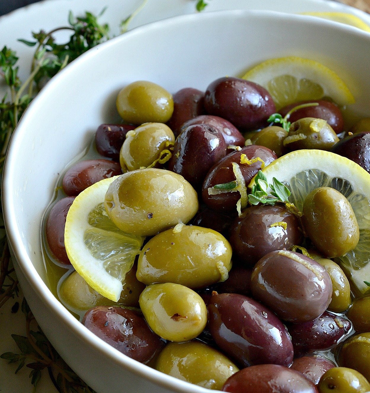 Lemon Thyme Marinated Olives