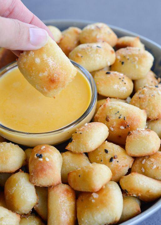 Keto Pretzel Bites with Cheese Sauce 1 Keto Pretzel Bites with Cheese Sauce