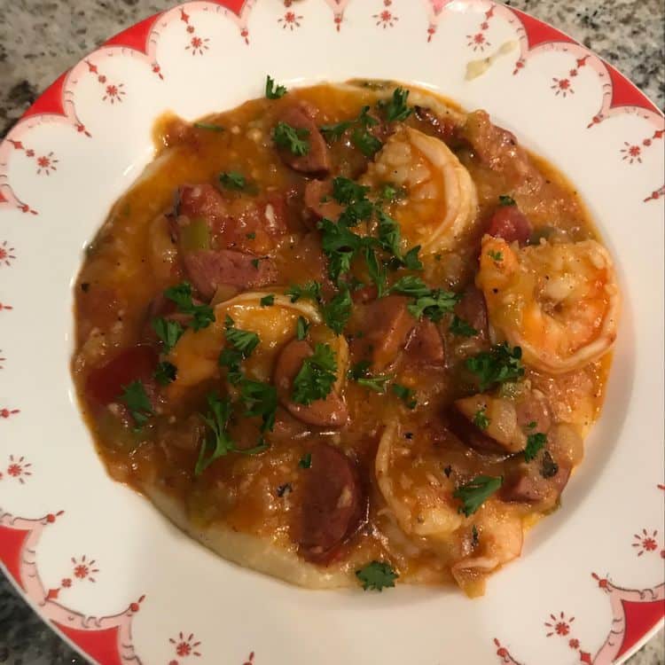 Smothered Shrimp with Andouille Sausage