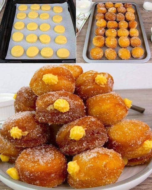 Mini Pastry Cream Filled Brioche Donuts