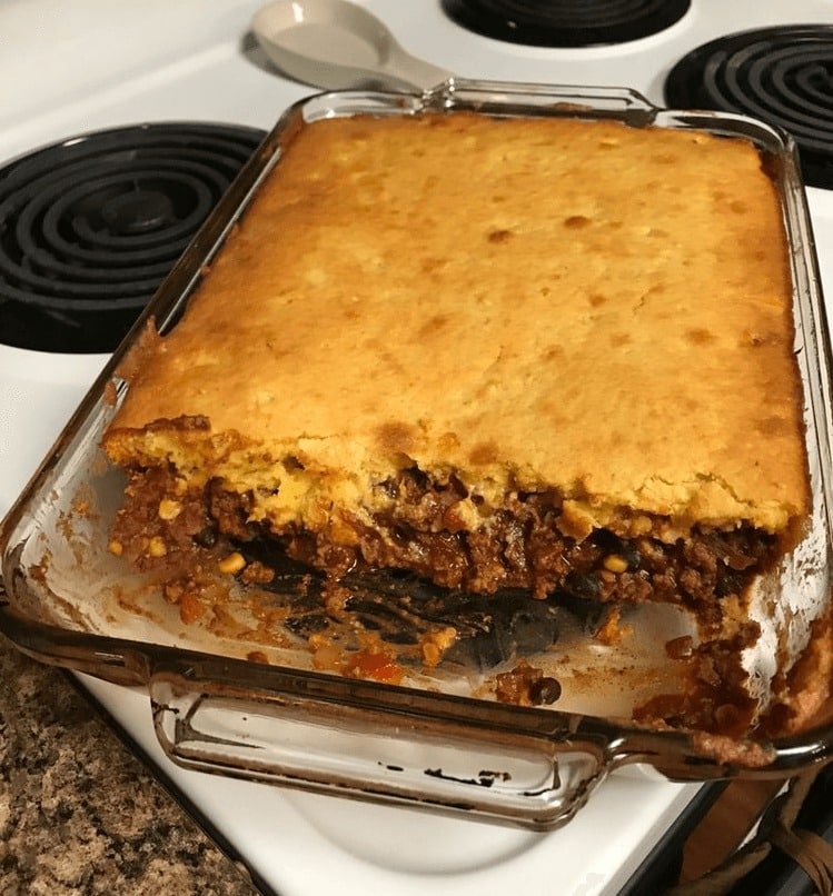 Skillet Chili Cornbread Pot Pie