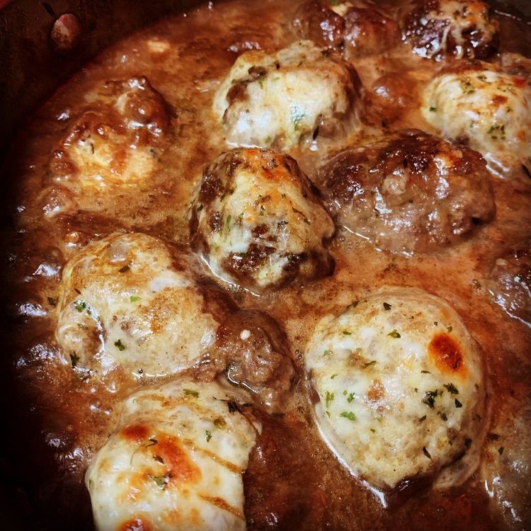 French Onion Stuffed Meatballs 
