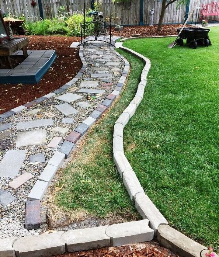 path to nowhere dry river bed or separation between lawn and garden