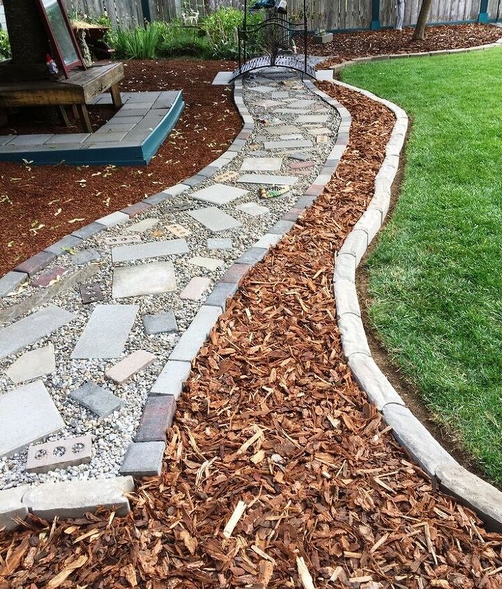 path to nowhere dry river bed or separation between lawn and garden