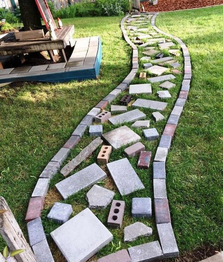 path to nowhere dry river bed or separation between lawn and garden