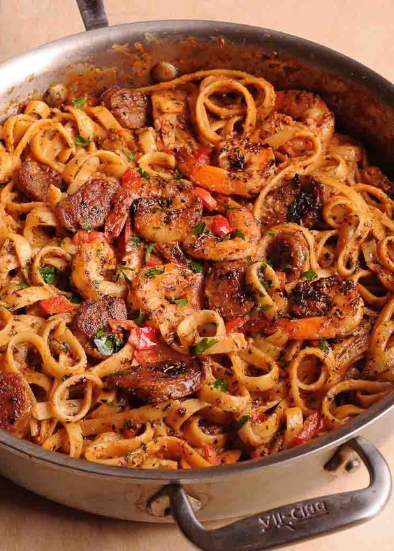 Creamy Cajun Shrimp Pasta with Sausage