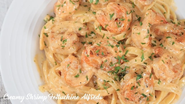 Creamy Shrimp Fettuccine Pasta With Homemade Alfredo Sauce