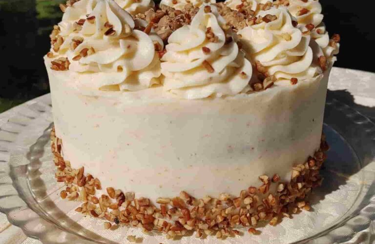 Pecan praline, chocolate spice cake and brown butter buttercream