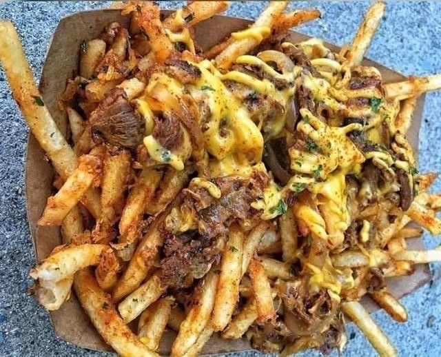 Phillly steak cheese friess
