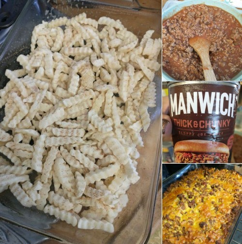 Cheesy Sloppy Joe Fries Bake