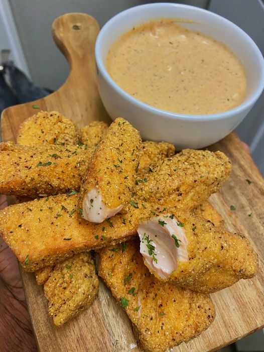 Fried Lemon Pepper Salmon Sticks