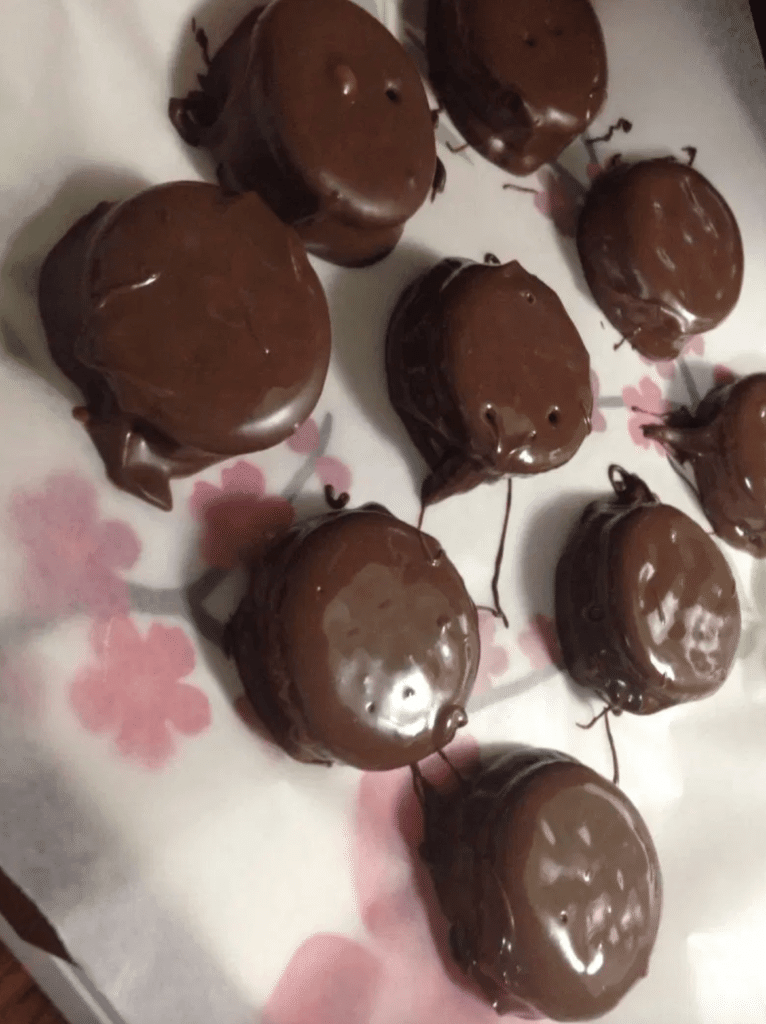 Chocolate Peanut Butter Marie Biscuit Sandwiches