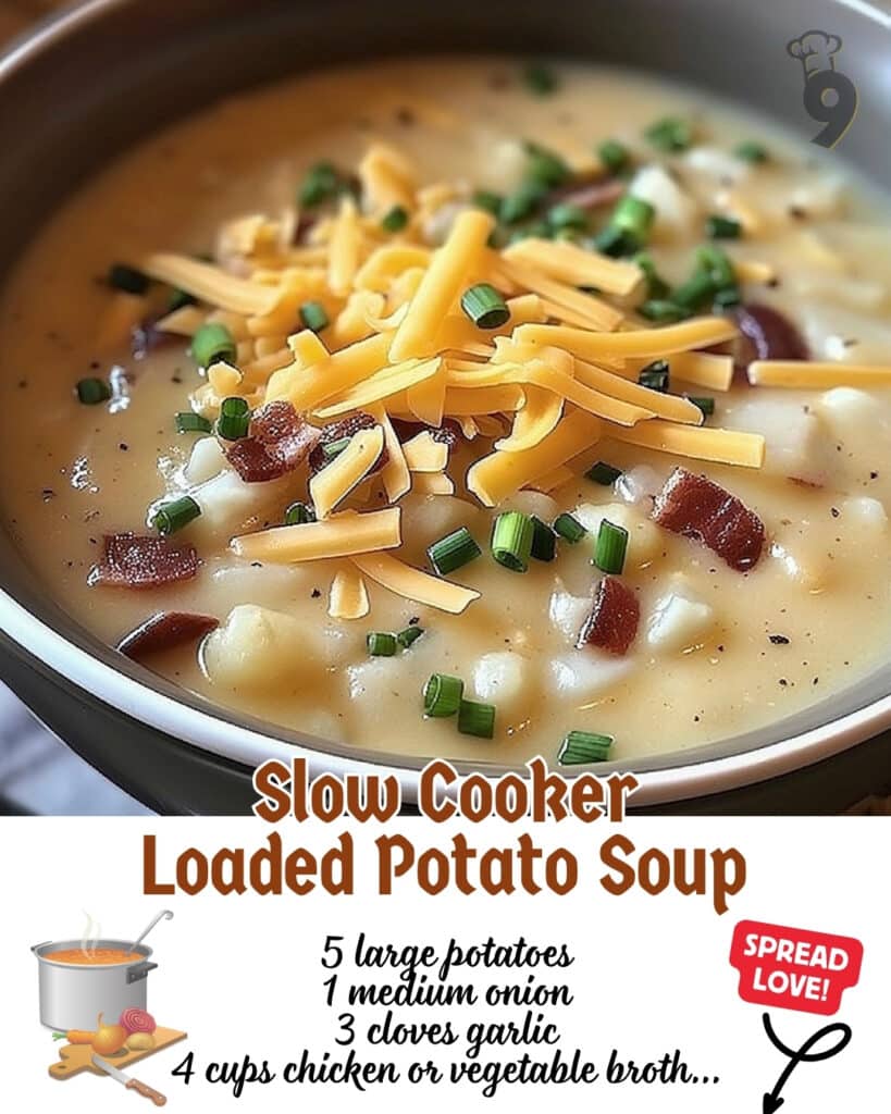 Slow Cooker Loaded Potato Soup: The Ultimate Comfort Food Recipe 2 Warm up with the best Slow Cooker Loaded Potato Soup Recipe! Rich, creamy, and perfect for cozy nights. Pin it now and enjoy later!