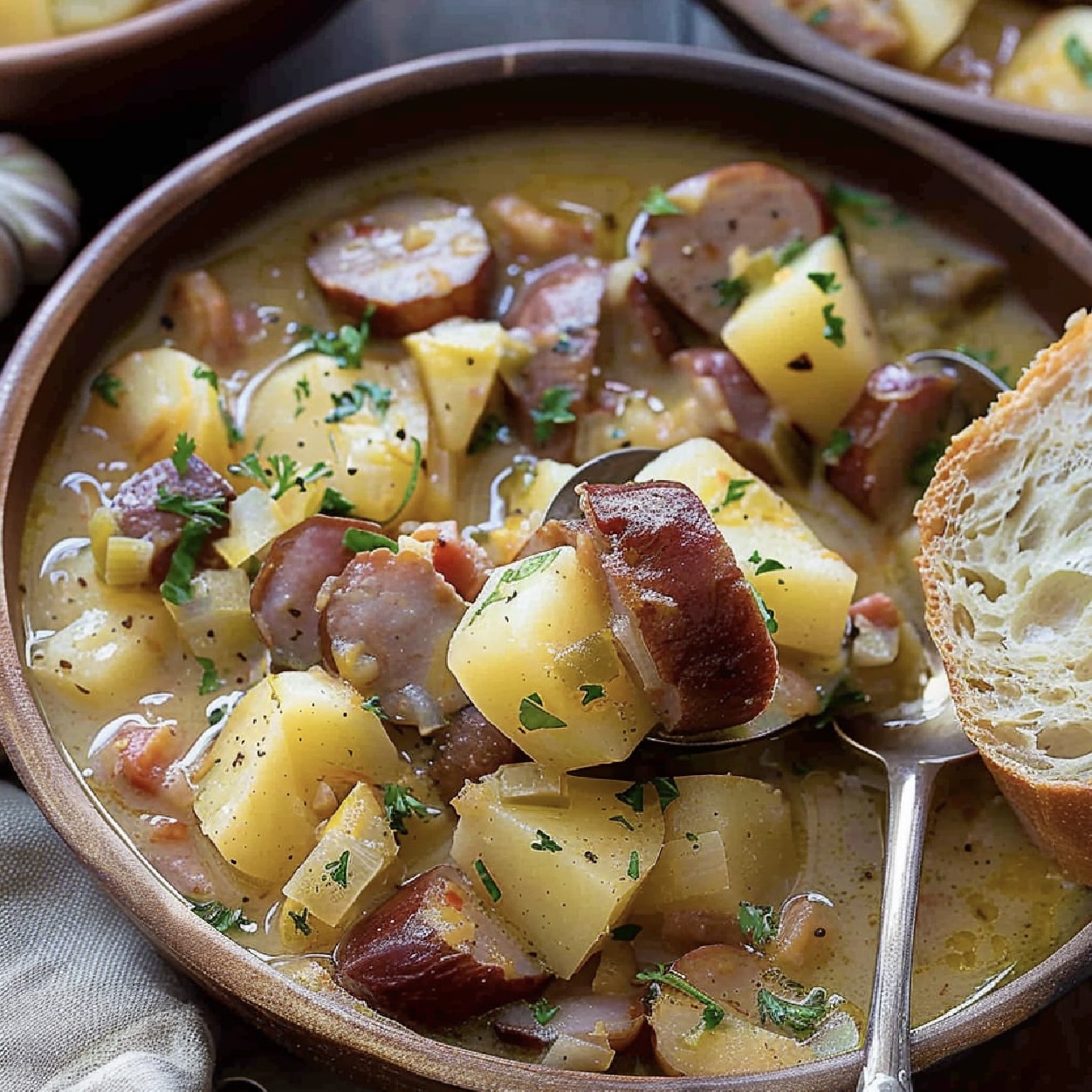 Hearty Cajun Potato Soup ready to serve.