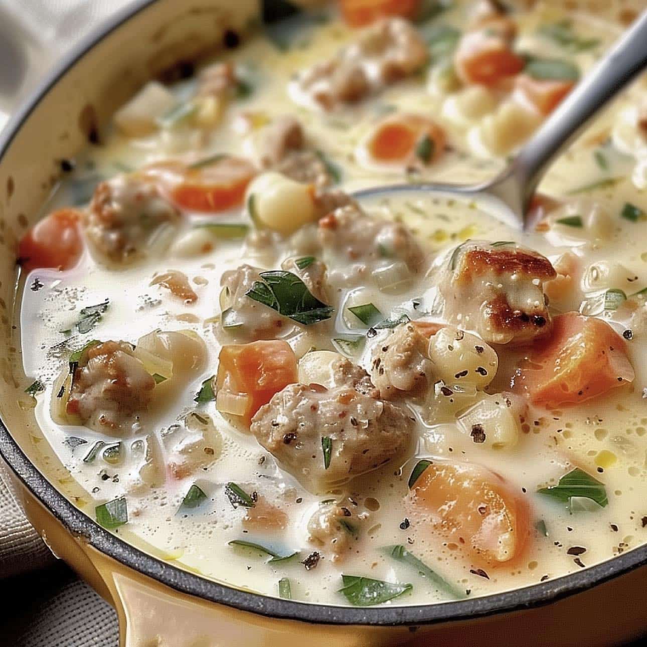 Creamy Parmesan Italian Sausage Soup - Nine Recipes