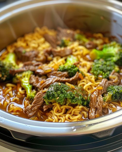 Slow Cooker Beef and Broccoli Ramen 1 Slow Cooker Beef and Broccoli Ramen
