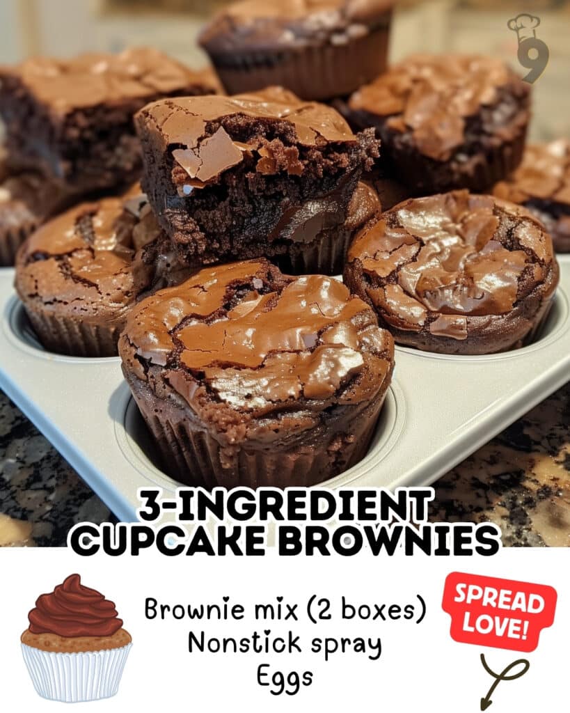 Easy 3-Ingredient Cupcake Brownies - Best Simple Dessert Recipe 2 3 Ingredient Cupcake Brownies Pinterest Pin