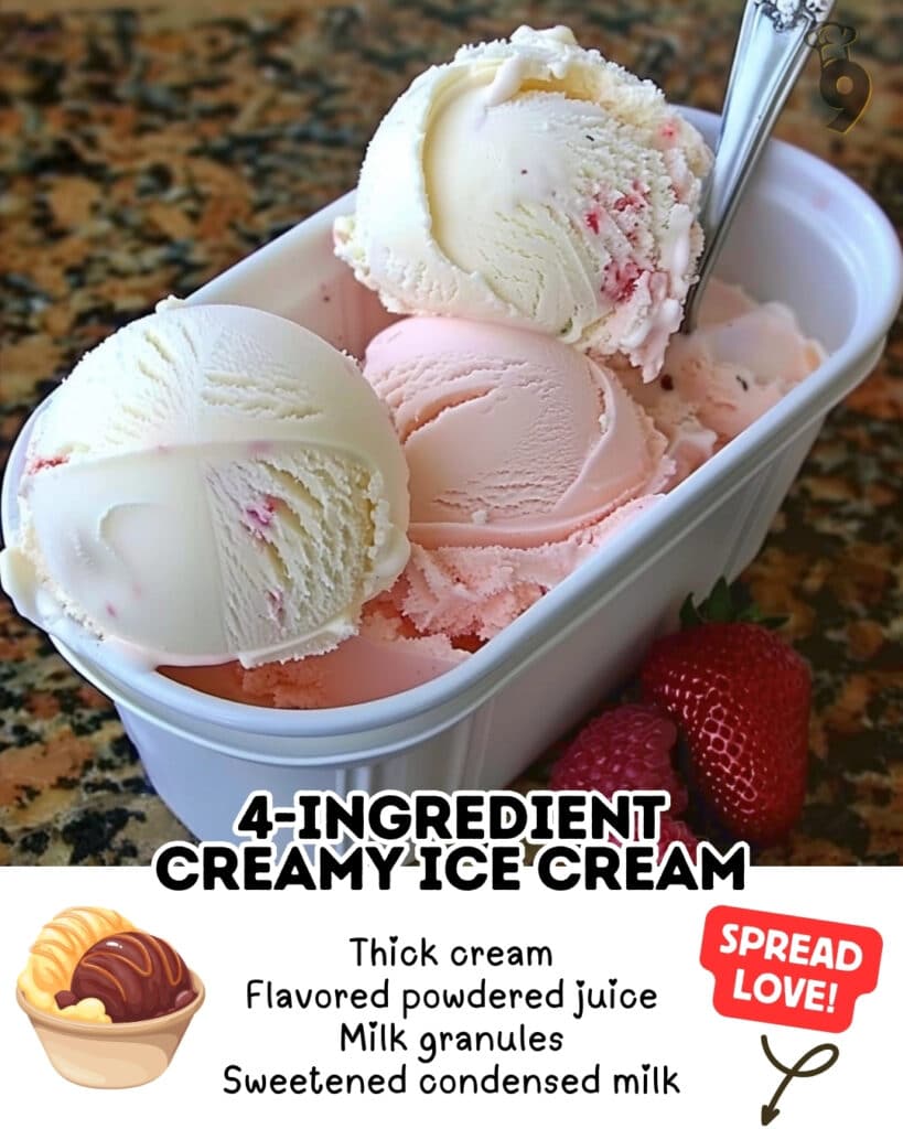 4 Ingredient Creamy Ice Cream Pinterest Pin