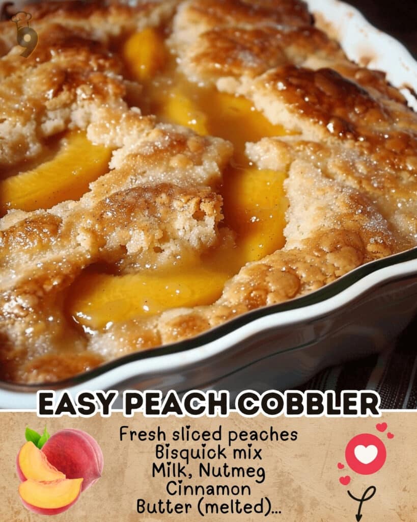 Easy Peach Cobbler 2 EASY Peach Cobbler Pin Pinterest