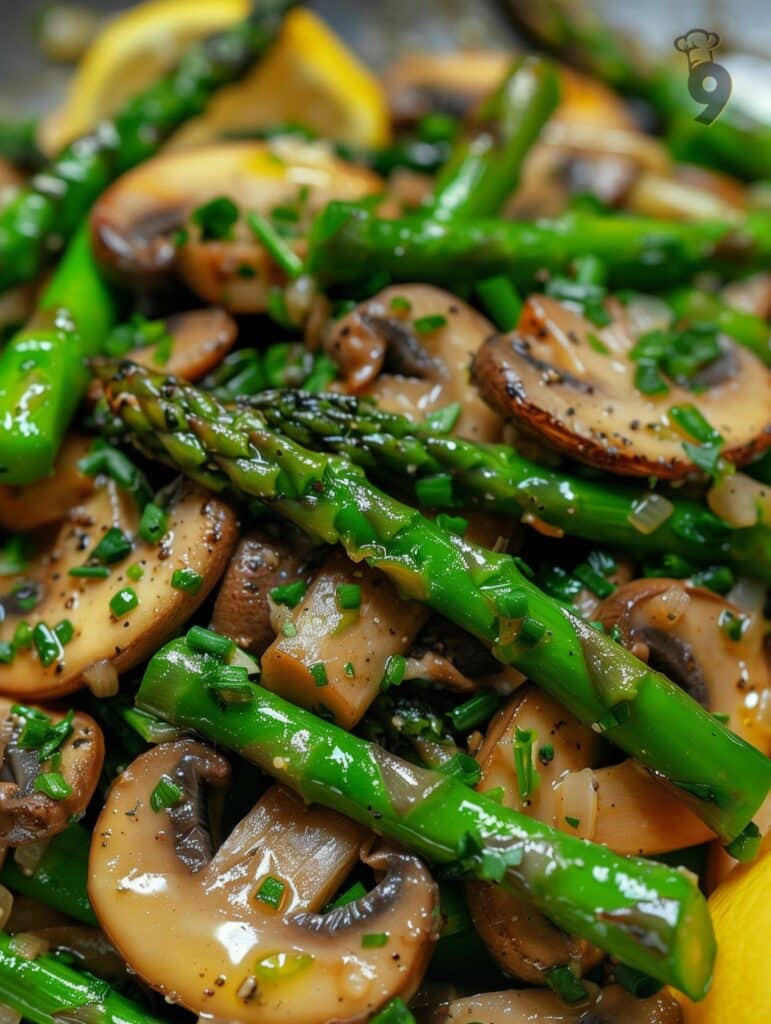 Easy Slow Cooker Butter Garlic Asparagus and Mushrooms