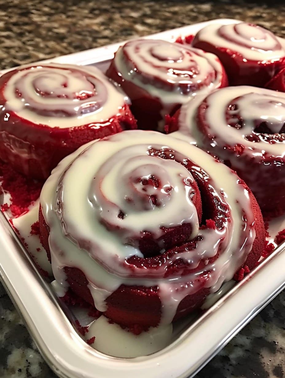 Heavenly Red Velvet Cinnamon Rolls