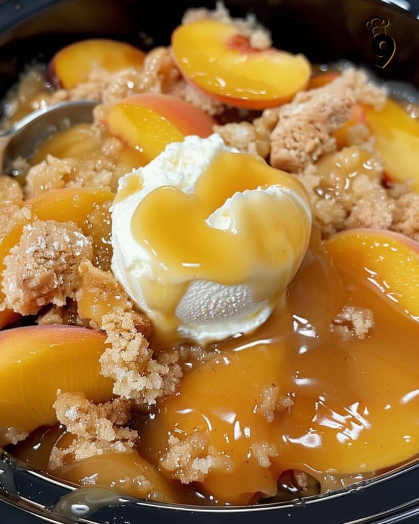 Easy Peasy Slow Cooker Peach Cobbler 2 Slow Cooker Peach Cobbler Recipe