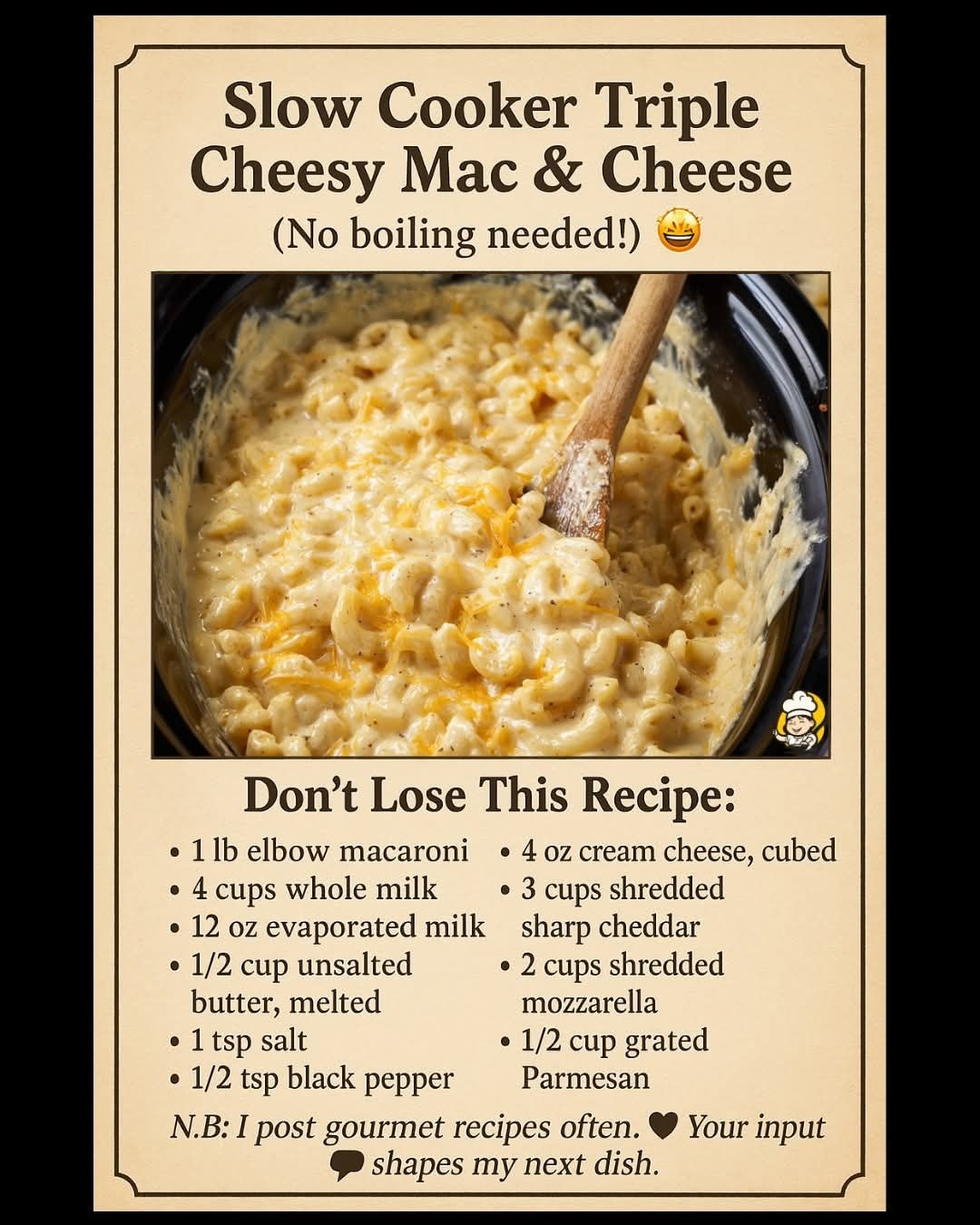 slow cooker triple cheesy mac cheese 1